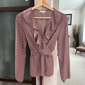 Max Studio Wrap Blouse - Mauve Pink Print Size XS